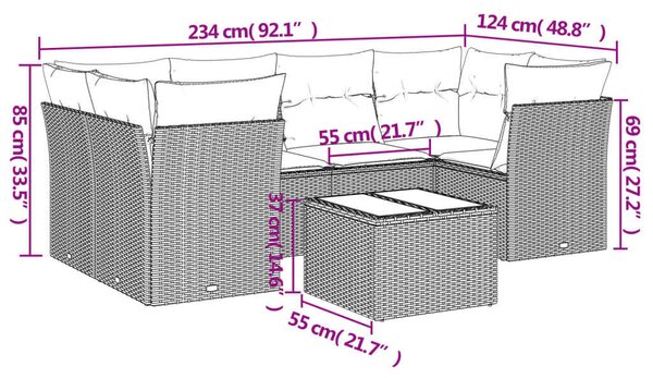 VidaXL Polyrattan Kerti Ülőgarnitúra - 7 részes - Bézs