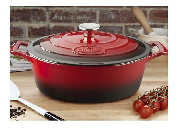La Cuisine RED öntöttvas ovál sütőtál+fedő 29x23x11cm 4,75L