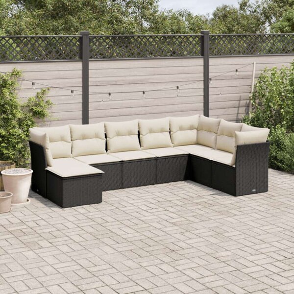 VidaXL Polyrattan Kerti Ülőgarnitúra - 8 részes - Fekete