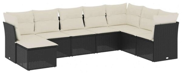 VidaXL Polyrattan Kerti Ülőgarnitúra - 8 részes - Fekete