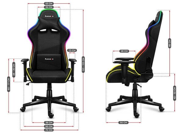 Gamer szék mesh RGB LED fekete
