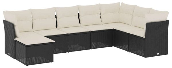 VidaXL Polyrattan Kerti Ülőgarnitúra - 8 részes - Fekete