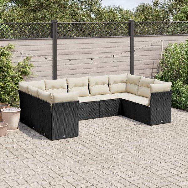 VidaXL Polyrattan Kerti Ülőgarnitúra - U alakú - 9 részes