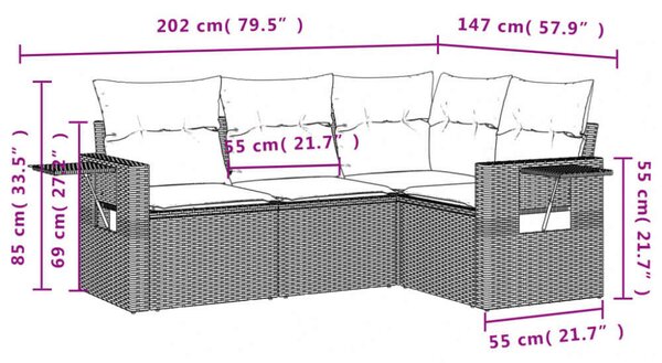 VidaXL Polyrattan Kerti Ülőgarnitúra - 4 részes - Barna