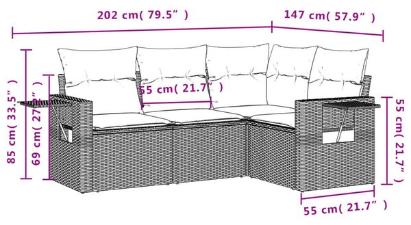 VidaXL Polyrattan Kerti Ülőgarnitúra - 4 részes - Barna