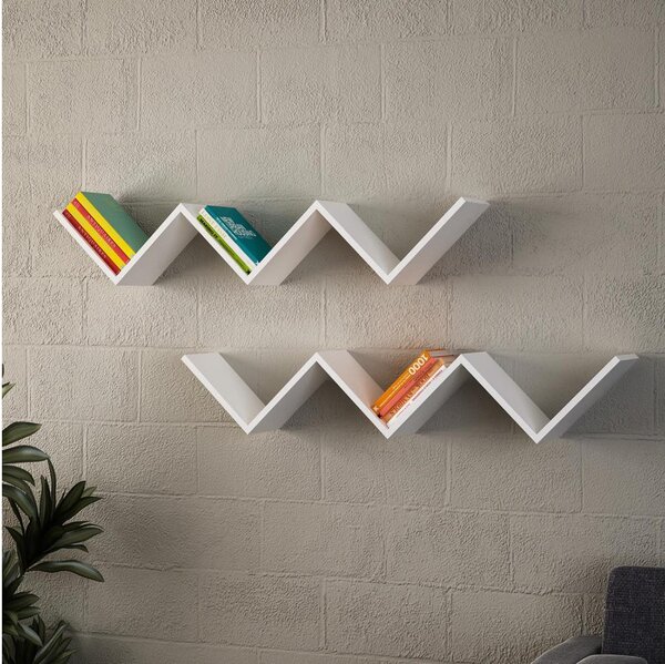 Asir Fali polc ZIG ZAG 24,5x129 cm fehér AS1319