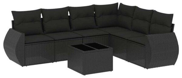 VidaXL Polyrattan Kerti Ülőgarnitúra - 7 részes - Fekete