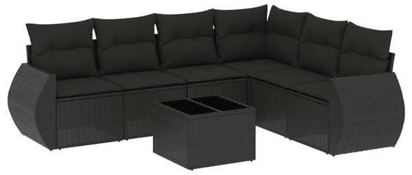 VidaXL Polyrattan Kerti Ülőgarnitúra - 7 részes - Fekete