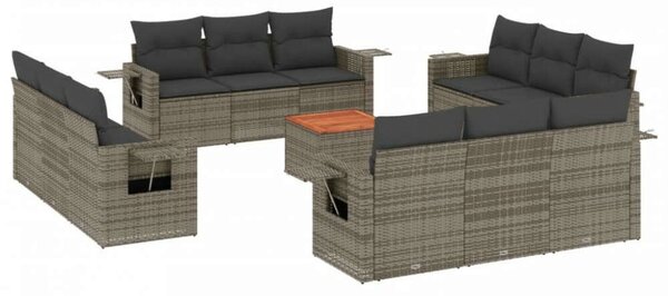 VidaXL Polyrattan Kerti Ülőgarnitúra - 13 részes - Szürke