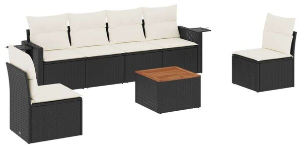 VidaXL Polyrattan Kerti Ülőgarnitúra - 7 részes - Fekete