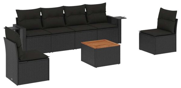 VidaXL Polyrattan Kerti Ülőgarnitúra - 7 részes - Fekete