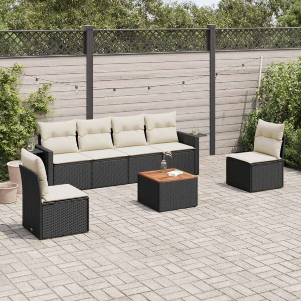 VidaXL Polyrattan Kerti Ülőgarnitúra - 7 részes - Fekete
