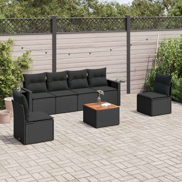 VidaXL Polyrattan Kerti Ülőgarnitúra - 7 részes - Fekete