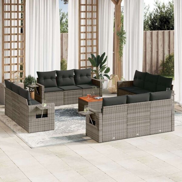 VidaXL Polyrattan Kerti Ülőgarnitúra - 13 részes - Szürke