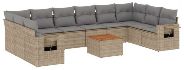 VidaXL Polyrattan Kerti Ülőgarnitúra - 11 részes - Bézs