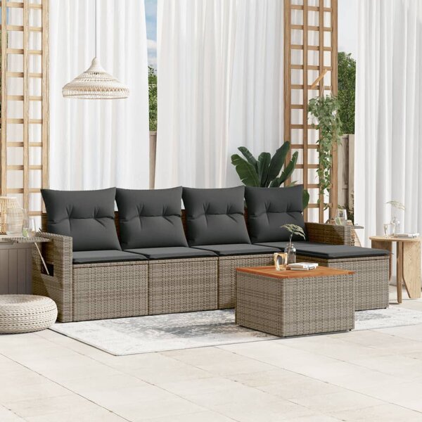 VidaXL Polyrattan Kerti Ülőgarnitúra - 6 részes - Szürke