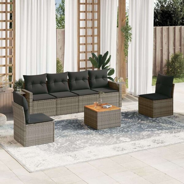 VidaXL Polyrattan Kerti Ülőgarnitúra - 7 részes - Szürke