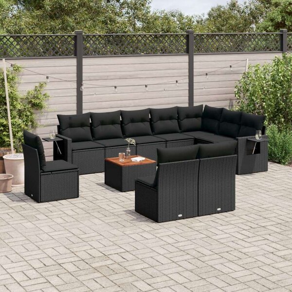 VidaXL Polyrattan Kerti Ülőgarnitúra - 11 részes - Fekete