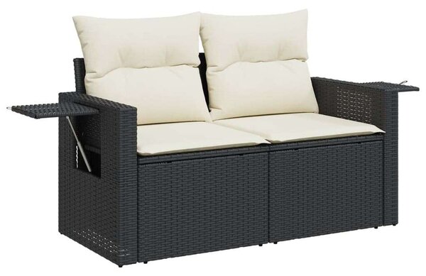 VidaXL 11 részes fekete polyrattan kerti ülőgarnitúra párnákkal
