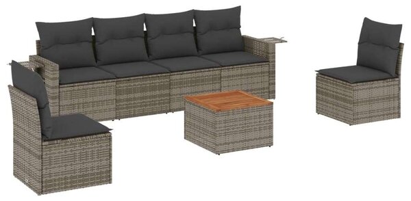 VidaXL Polyrattan Kerti Ülőgarnitúra - 7 részes - Szürke