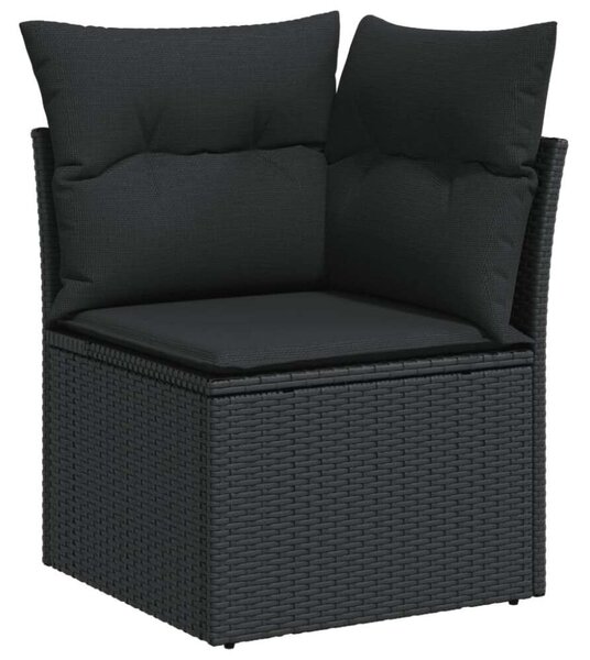 VidaXL 8 részes fekete polyrattan kerti ülőgarnitúra párnákkal
