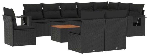 VidaXL Polyrattan Kerti Ülőgarnitúra - 11 részes - Fekete