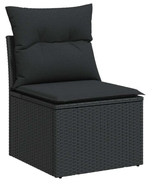 VidaXL 8 részes fekete polyrattan kerti ülőgarnitúra párnákkal
