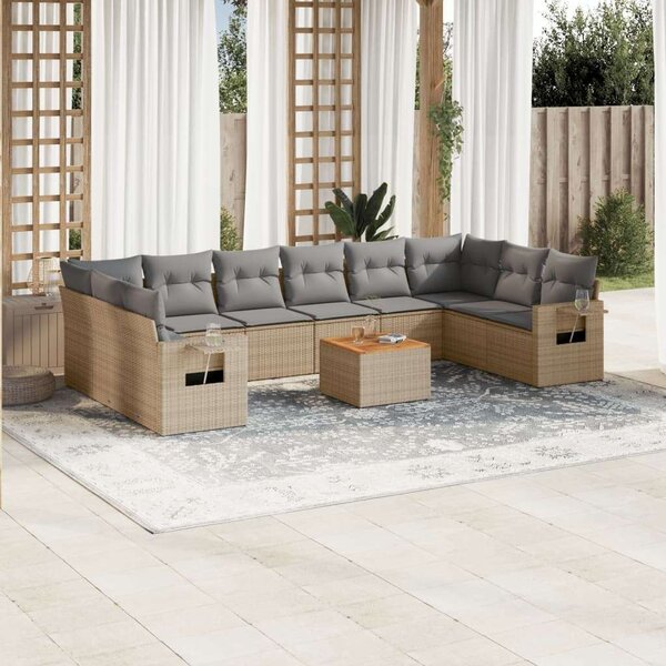 VidaXL Polyrattan Kerti Ülőgarnitúra - 11 részes - Bézs