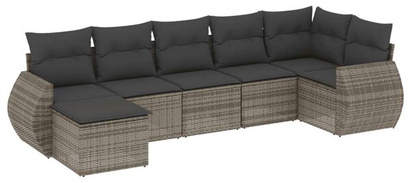 VidaXL 7 részes szürke polyrattan kerti ülőgarnitúra párnákkal