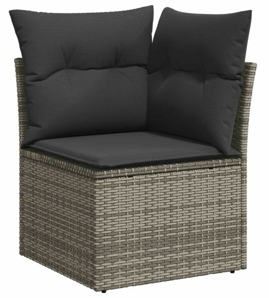 VidaXL 7 részes szürke polyrattan kerti ülőgarnitúra párnákkal