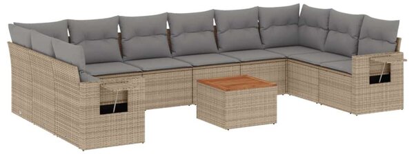 VidaXL Polyrattan Kerti Ülőgarnitúra - 11 részes - Bézs