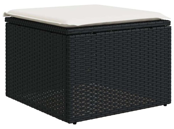 VidaXL 11 részes fekete polyrattan kerti ülőgarnitúra párnákkal