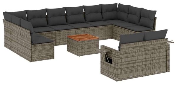 VidaXL 13 részes szürke polyrattan kerti ülőgarnitúra párnákkal