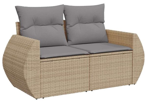 VidaXL 9-részes bézs polyrattan kerti ülőgarnitúra párnákkal