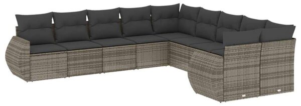 VidaXL Polyrattan Kerti Ülőgarnitúra - 10 részes - Szürke