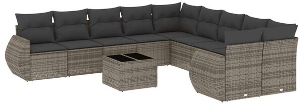 VidaXL Polyrattan Kerti Ülőgarnitúra - 11 részes - Szürke