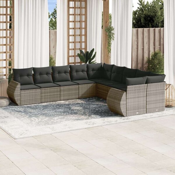 VidaXL Polyrattan Kerti Ülőgarnitúra - 10 részes - Szürke