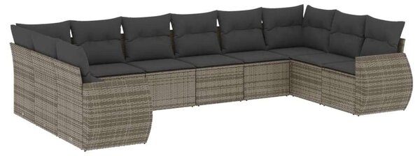 VidaXL 10 részes szürke polyrattan kerti ülőgarnitúra párnákkal