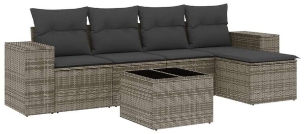 VidaXL Polyrattan Kerti Ülőgarnitúra - 6 részes - Szürke