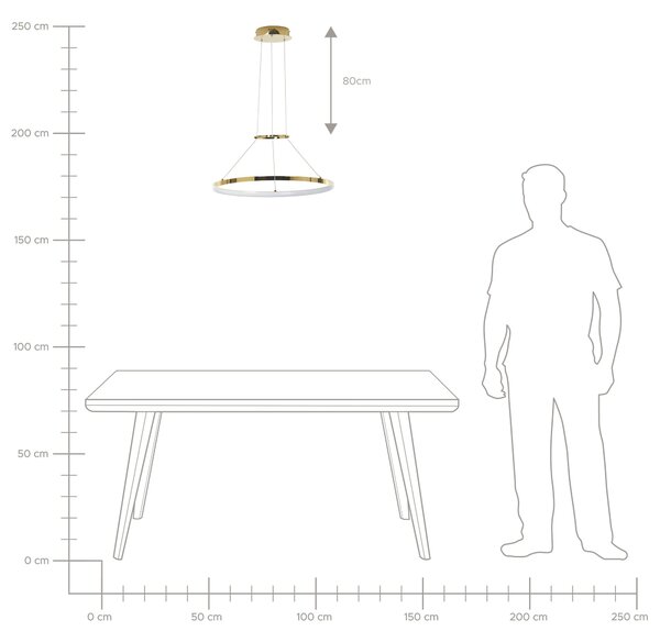 LED függőlámpa TANO Fém Arany
