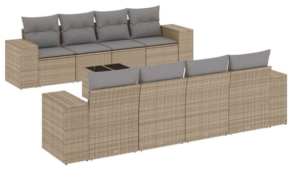 VidaXL Polyrattan Kerti Ülőgarnitúra - 9 részes - Bézs
