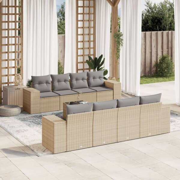VidaXL Polyrattan Kerti Ülőgarnitúra - 9 részes - Bézs