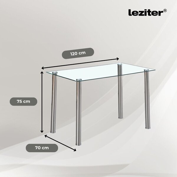 Leziter Mateo Étkezőgarnitúra - 4 Székkel, Bézs-Szürke, Üveg Asztal