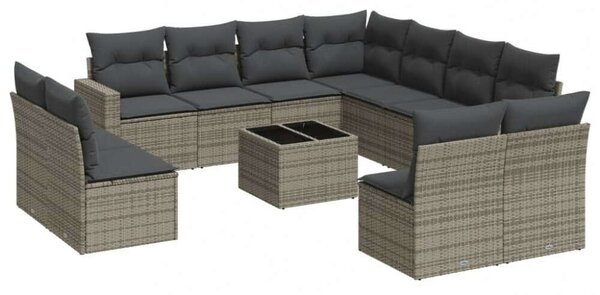 VidaXL Polyrattan Kerti Ülőgarnitúra - 12 részes - Szürke