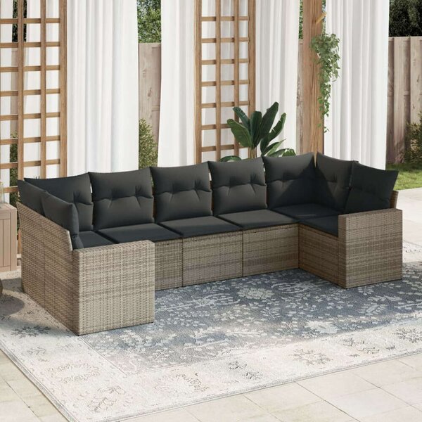 VidaXL Polyrattan Kerti Ülőgarnitúra - 7 részes - Szürke