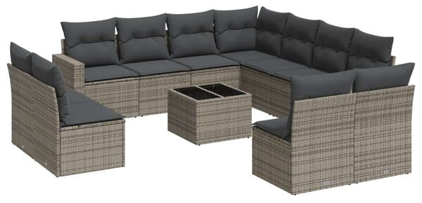 VidaXL Polyrattan Kerti Ülőgarnitúra - 12 részes - Szürke