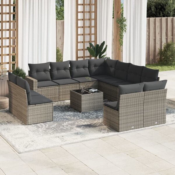 VidaXL Polyrattan Kerti Ülőgarnitúra - 12 részes - Szürke