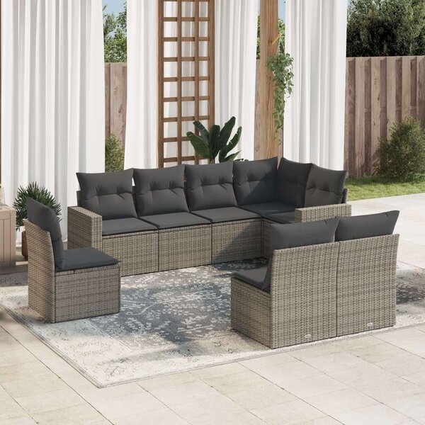 VidaXL Polyrattan Kerti Ülőgarnitúra - Szürke - 8 részes