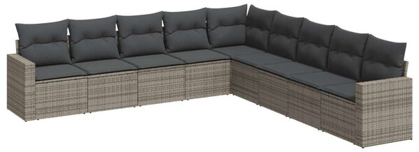 VidaXL Polyrattan Kerti Ülőgarnitúra - 9 részes - Szürke