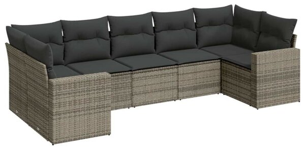 VidaXL Polyrattan Kerti Ülőgarnitúra - 7 részes - Szürke
